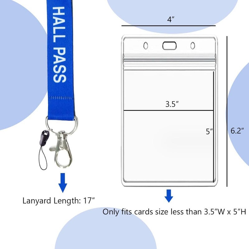 BEMAXYE Hall Pass Lanyards with Card Holders, School Classroom Passes Lanyard Set for Teacher Parents (10 x Blue) - Image 2